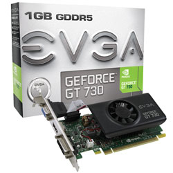EVGA 01G-P3-3731-KR -  NVIDIA GT 730 902MHz 5000MHz 1GB 64-bit GDDR5 HDMI VGA DVI-D LOW PROFILE PCI-E GRAPHICS CARD