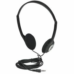 Manhattan Stereo On-Ear Headphones [3.5mm], Adjustable Split Headband, Foam Earpads, Speaker 80W max, Standard 3.5mm stereo jack/plug for audio output, cable 2.2m, Black, Three Year Warranty 