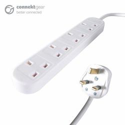 connektgear 5M EXT. BLOCK UK TO 4XUK SOCKET - WHITE