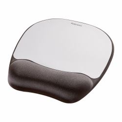 Fellowes Mouse Mat Wrist Support - Memory Foam Mouse Pad with Soft Foam Pillow - Ergonomic Mouse Mat for Computer, Laptop, Home Office Use - Compatible with Laser and Optical Mice - Silver 