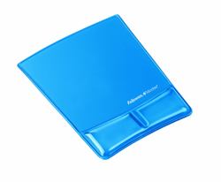 Fellowes Health-V Crystal Mouse Pad/Wrist Support Blue 