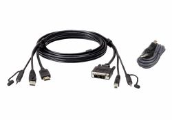 ATEN HDMI to DVI-D USB USB KVM Cable with Audio; 1,8M USB HDMI to DVI-D Secure KVM 