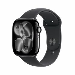 Apple Watch Series 11 GPS 46mm Jet Black Aluminium Case with Black Sport Band - S/M 