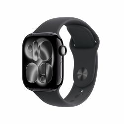 Apple Watch Series 11 GPS + Cellular 42mm Jet Black Aluminium Case with Black Sport Band - M/L 