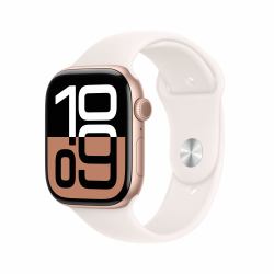 Apple Watch Series 10 GPS 46mm Rose Gold Aluminium Case with Light Blush Sport Band - S/M 