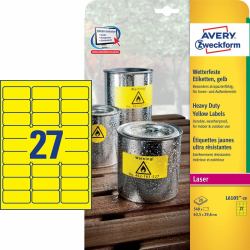 Avery Yellow Heavy Duty Laser Labels, 63,5 x 29,6 mm 