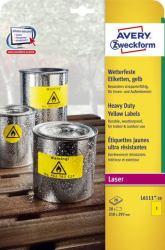 Avery Yellow Heavy Duty Laser Labels, 210 x 297 mm 