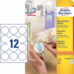 Avery L7104REV-25 self-adhesive label Circle Permanent White 300 pc[s] 