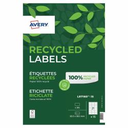Avery LR7160-15 Recycled Address Labels 15 sheets - 21 Labels per Sheet