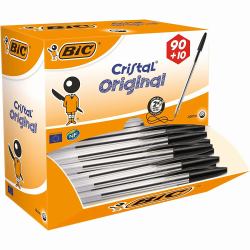 BIC Cristal Black Stick ballpoint pen Medium 100 pc[s] 