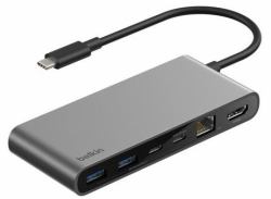 Belkin INC024HQSGY interface hub USB Type-C 10000 Mbit/s Grey 