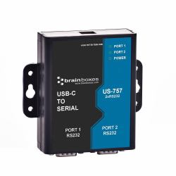 Brainboxes USB-C to 2 Port RS232 Serial Server Hub 