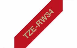 Brother TZE-RW34 label-making tape Gold on red 