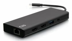 C2G USB-C® 9-in-1 Dual Display Docking Station with HDMI®, Ethernet, USB, 3.5mm Audio and Power Delivery up to 60W - 4K 30Hz [TAA Compliant] 