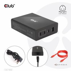 CLUB3D Travel Charger 132W GAN technology, Four port USB Type-A and -C, Power Delivery[PD] 3.0 Support 