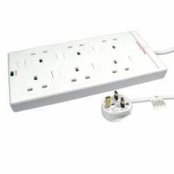 Cables Direct RB-10-6GANGSWD surge protector 6 AC outlet[s] White 10 m 