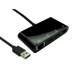 Cables Direct USB3-ETHGHUB-BK laptop dock/port replicator USB 3.2 Gen 1 [3.1 Gen 1] Type-A Black 
