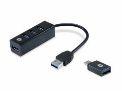 Conceptronic HUBBIES 4-Port USB 3.0 Hub with USB-C OTG Adapter 