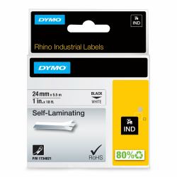 DYMO Rhino Industrial Self Laminating Labels | 24 mm x 5.5m | White on Black | for Rhino Label Makers 