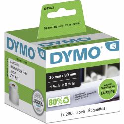DYMO Authentic LabelWriter Large Address Labels | 36 mm x 89 mm | Roll of 260 | Black Print on White | for LabelWriter Label Makers 