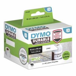 DYMO LabelWriter Durable Industrial Labels | 19mm x 64mm | White Poly | 2 Rolls of 450 [900 Self-Adhesive Labels] | Authentic | For LabelWriter Label Makers 