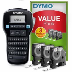 DYMO LabelManager 160 Label Maker Starter Kit with 3 rolls of D1 Label Tape | Handheld Label Printer Machine | QWERTY Keyboard | Ideal for Office or Home 
