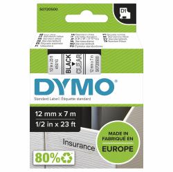 DYMO Authentic D1 Labels | Black Print on Clear Tape | 12 mm x 7 m | Self-Adhesive Labels for LabelManager Label Makers | Made in Europe 