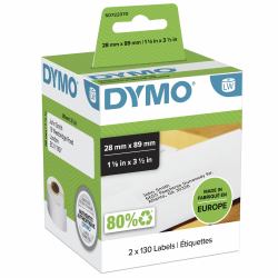 DYMO Authentic LabelWriter Address Labels | 28 mm x 89 mm | Self-Adhesive | Roll of 130 | 2 Pack [260 Easy-Peel Labels] |for LabelWriter Label Makers | Made in Europe 