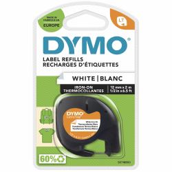 DYMO LetraTag Iron-On Fabric Labels | Authentic | 12 mm x 2 m Roll | Black Print on White | Iron-On Clothing Labels Ideal for Uniforms/Children's Clothing | for LetraTag Printers 
