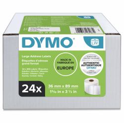 DYMO Authentic LabelWriter Large Address Labels | 36mm x 89mm | 24 Rolls of 260 Easy-Peel Labels [6240 labels] | Self-Adhesive | for LabelWriter Label Makers 