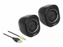 DeLOCK Mini Stereo PC Speaker with 3.5 mm stereo jack male and USB powered 