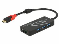 DeLOCK HUB USB 3.0 USB Type-C > 3 Port extern USB 3.2 Gen 1 [3.1 Gen 1] Type-C Black 