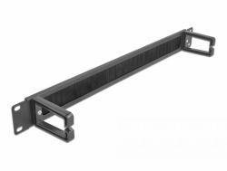 DeLOCK 19″ Cable Management Brush Strip with 2 hooks 1U black 