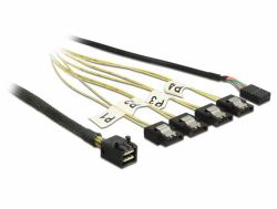 DeLOCK 1m, Mini SAS HD SFF-8643/4xSATA 7p Black, Silver, Yellow 