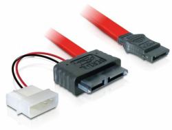 DeLOCK Cable SATA Slimline female + 2pin power > SATA SATA cable 0.3 m SATA 13-pin SATA 7-pin + 2-pin Red 