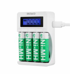 Deltaco C704A4-4xAA battery charger Household battery USB 