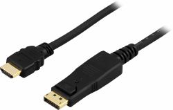 Deltaco DP-3020 video cable adapter 2 m DisplayPort HDMI Black 
