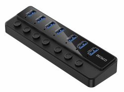 Deltaco UH-739 interface hub USB 2.0 Type-B Black 
