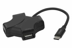 Deltaco USBC-HUB205 interface hub USB Type-C 480 Mbit/s Black 