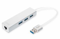 Digitus USB 3.0 3-Port Hub & Gigabit LAN Adapter 