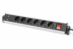 Digitus SOCKET STRIP 6X USB 3X - 2XUSB-A +1XUSB A ALU-GEHUSE