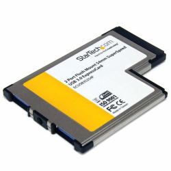 StarTech.com 2 Port Flush Mount ExpressCard 54mm SuperSpeed USB 3.0 Card Adapter with UASP Support 