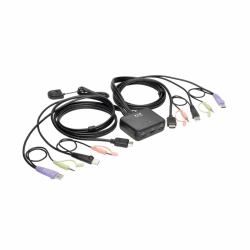 Eaton Tripp Lite B032-HUA2 2-Port USB/HD Cable KVM Switch with Audio/Video, Cables and USB Peripheral Sharing 