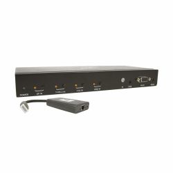 Eaton Tripp Lite B320-4X1-MHB-K 4-Port Presentation Switch Kit, 4K 60 Hz [4:4:4] HDMI, DP, USB-C and VGA to HDMI over Cat6 Extender, 50 ft., TAA 