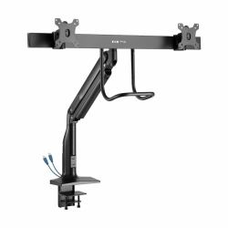 Eaton Tripp Lite DMPDD1735AM Safe-IT Precision-Placement Dual-Display Desk Clamp or Grommet with Antimicrobial Tape for 17” to 35” Displays, USB Ports 
