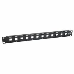 Eaton Tripp Lite N062-012-KJ 12-Port 1U Rack-Mount Unshielded Blank Keystone/Multimedia Patch Panel, RJ45 Ethernet, USB, HDMI, Cat5e/6 