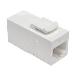 Eaton Tripp Lite N235-001-WH-6AD Cat6a Straight-Through Modular In-Line Snap-In Coupler with 90-Degree Down-Angled Port, White [RJ45 F/F] 