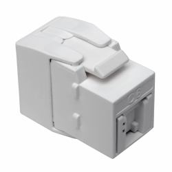Eaton Tripp Lite N238-001-GY-TF Keystone Jack Cat6/Cat5e, RJ45, Shuttered, Dust Cap - Toolless, PoE/PoE+ Compliant, White, TAA 
