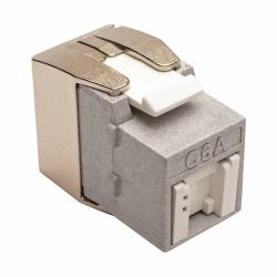 Eaton Tripp Lite N238-001-GY-TFA Toolless Cat6a Keystone Jack, PoE/PoE+ Compliant, Shuttered - Gray, TAA 