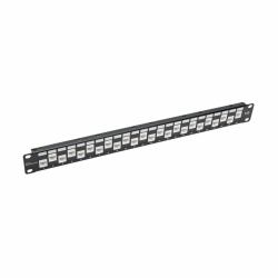 Eaton Tripp Lite N254-024-6A-OF 24-Port 1U Rack-Mount Cat6a Offset Feed-Through Patch Panel with Cable Management Bar, RJ45 Ethernet, TAA 